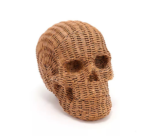 Home Reflections 5.5" Wicker Resin Skull Decor - QVC.com | QVC