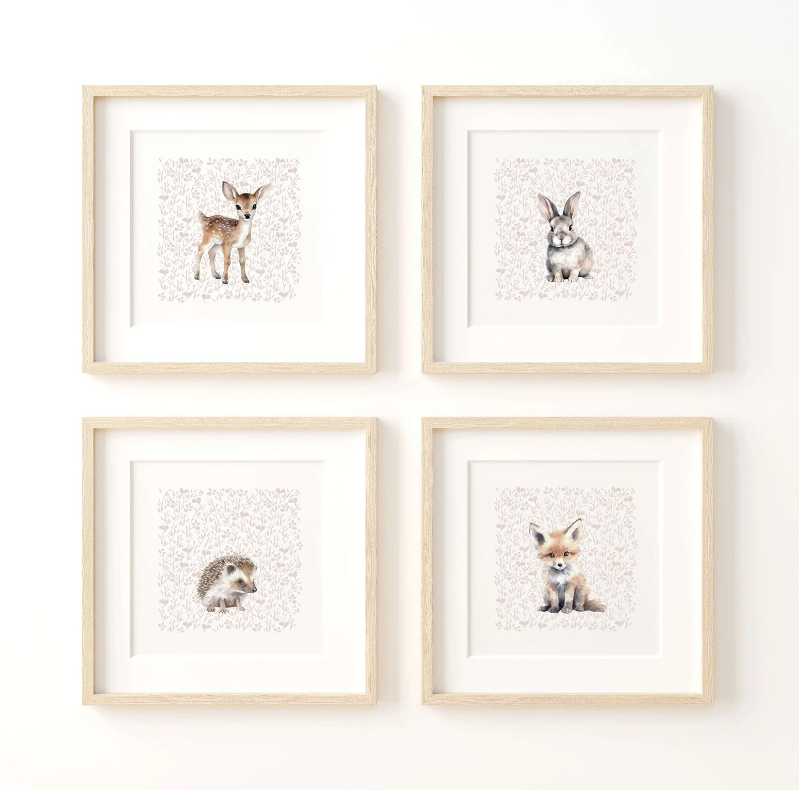 Woodland Animals Nursery Print Set Bunny Nursery Art Fox - Etsy | Etsy (US)