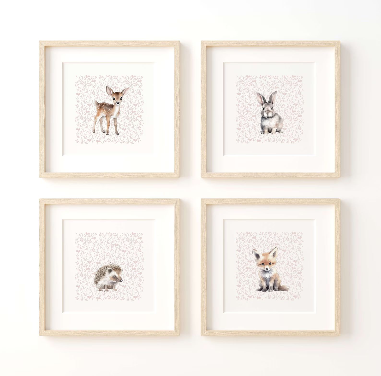 Woodland Animals Nursery Print Set Bunny Nursery Art Fox - Etsy | Etsy (US)