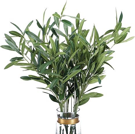 FUNARTY 5pcs 37" Tall Artificial Olive Branches Greenery Stems with 270 Olive Leaves, Fake Eucaly... | Amazon (US)
