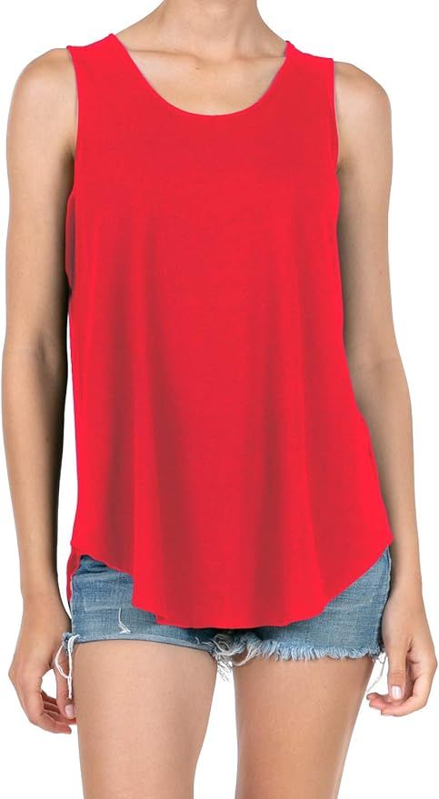 SHOP DORDOR Women's Soft Jersey Knit Scoop Neck Sleeveless Loose Tank Top | Amazon (US)