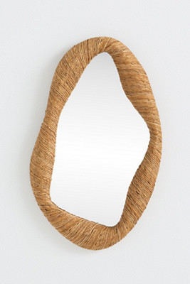 Jolene Undulating Wrapped Rattan Small Wall Mirror | Anthropologie (US)