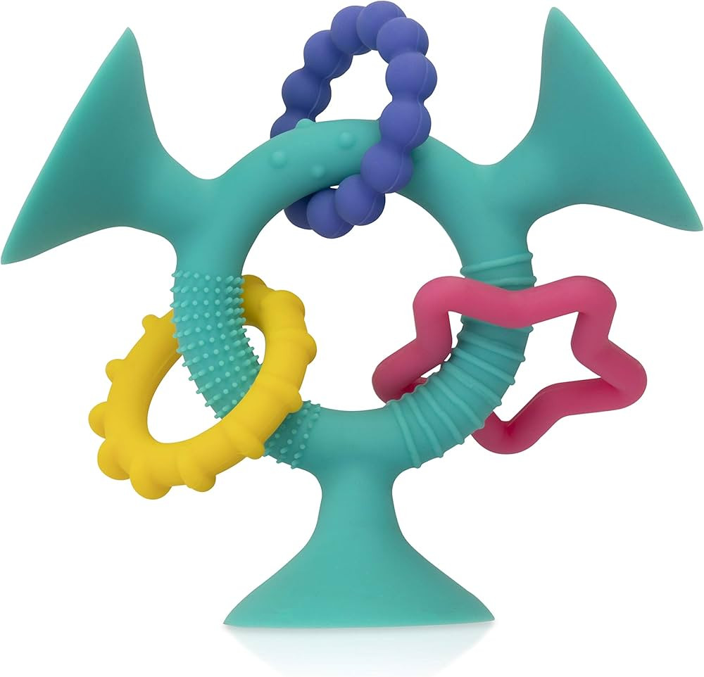 Nuby Silly Three Prong Interactive Suction Toy with Colorful Rings, Aqua | Amazon (US)