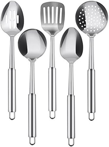 Utopia Kitchen Stainless Steel Cooking Utensil Set - 5-Piece Serving Spoons | Amazon (US)