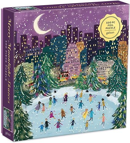 Merry Moonlight Skaters 500 Piece Foil Puzzle from Galison - Featuring Beautiful Illustrations of... | Amazon (US)