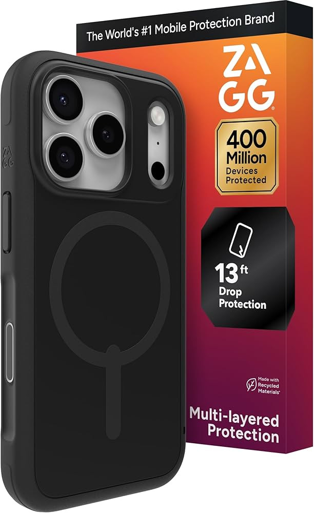ZAGG Sedona Snap Case for iPhone 17 Pro - Flood Black, Drop Protection (13ft/4m), Graphene-Reinfo... | Amazon (US)