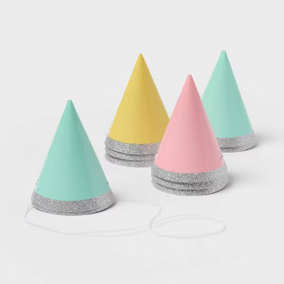 10ct 4" Mini Glittered Party Hats Pastel - Spritz™ | Target