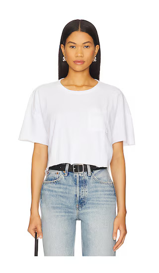 Cropped Relaxed Fit Pocket Tee in White | Revolve Clothing (Global)