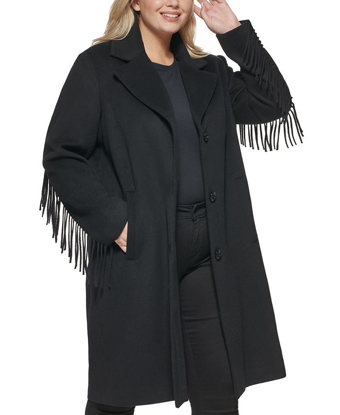 Kenneth Cole Women's Plus Size Fringe-Trim Walker Coat & Reviews - Coats & Jackets  - Plus Sizes ... | Macys (US)