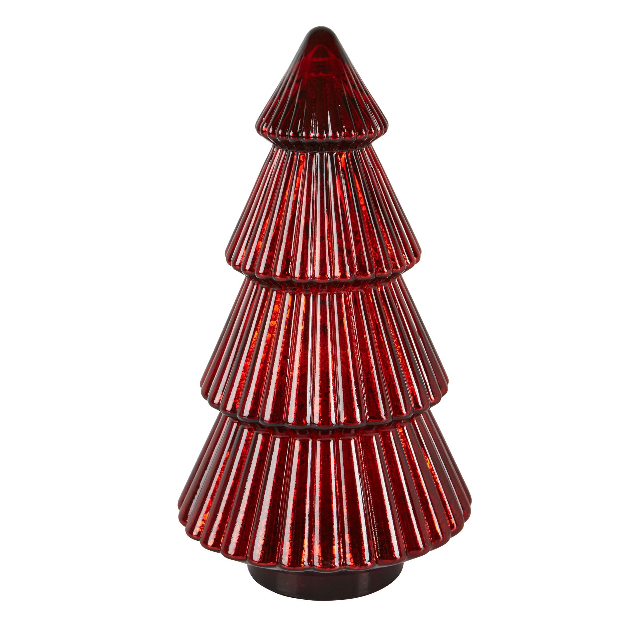 Holiday Time Table Top Red Glass Tree Decoration, 11.8 inch | Walmart (US)