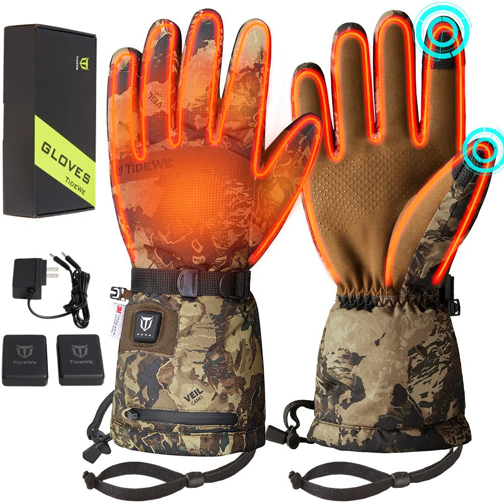 TIDEWE Heated Gloves for Men & Women, Hunting Waterproof Rechargeable Gloves with 2 Battery Packs... | Amazon (US)