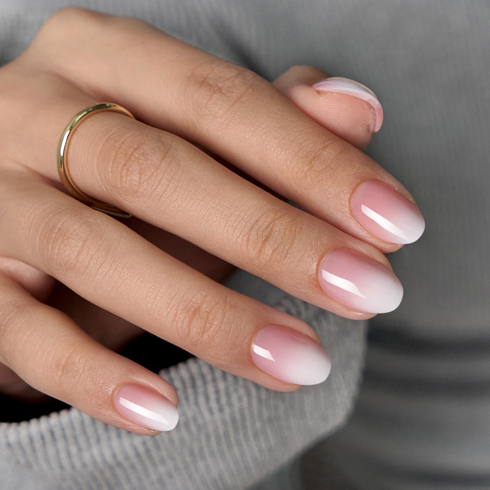 BTArtbox Press On Nails Almond - Extra Short Press On Nails, Pink White Ombre Soft Gel Nails, Nat... | Amazon (US)