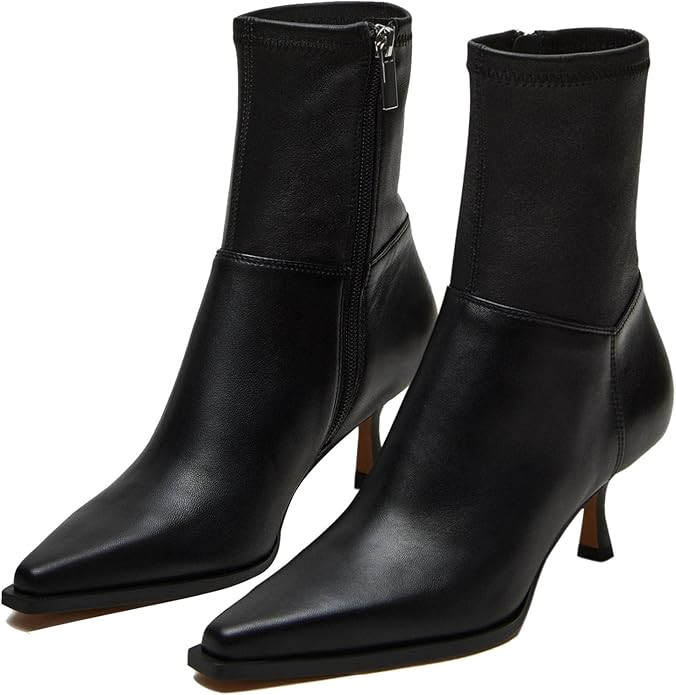 SOVANYOU Women's Dressy Ankle Boots Pointed Toe Kitten Heel Booties with Side Zipper Stylish Comf... | Amazon (US)