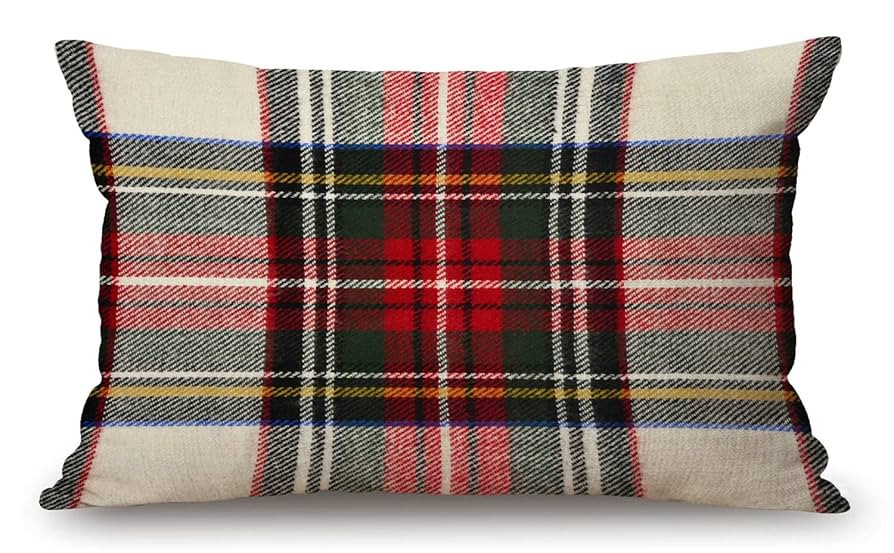 Pillow Covers Plaid 12" x 20" Farmhouse Rustic Décor Lumbar Pillow Covers Scottish Tartan Red an... | Amazon (CA)