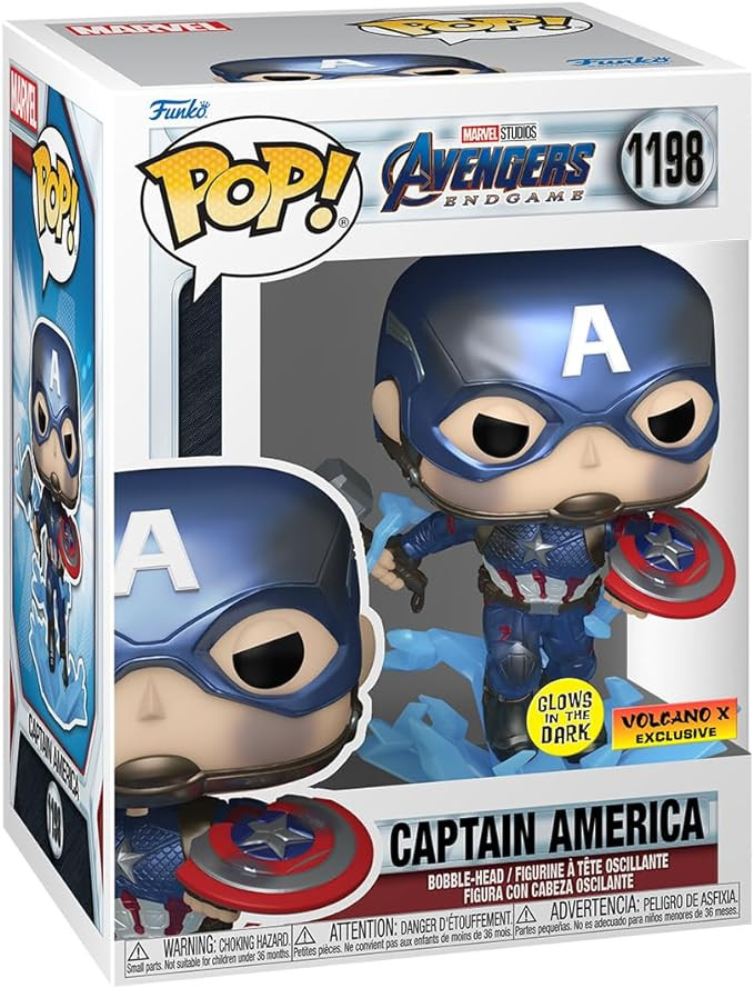 Funko POP! Marvel Avengers Endgame Captain America with Broken Shield & Mjolnir (Glow in The Dark... | Amazon (US)