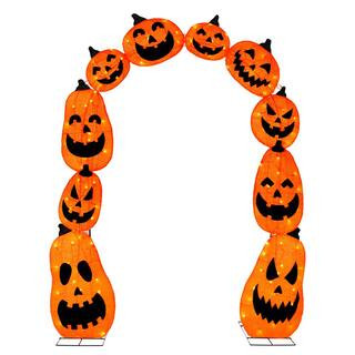 7.5 ft. Tinsel Plug-In LED Pumpkin Archway | The Home Depot