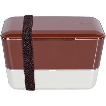 Takenaka Double Layer Bento Box, Microwave and Dishwasher Safe, BPA Free, Brick/Biscuit | Amazon (US)