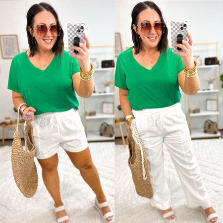 Love these new shirts and pants paired up with a bright color like this new tee from Walmart!  Sizes are already selling out, so I linked an almost identical one from the Gap Factory! XL in everything. Sandals fit tts  

#LTKmidsize #LTKfindsunder50 #LTKSeasonal