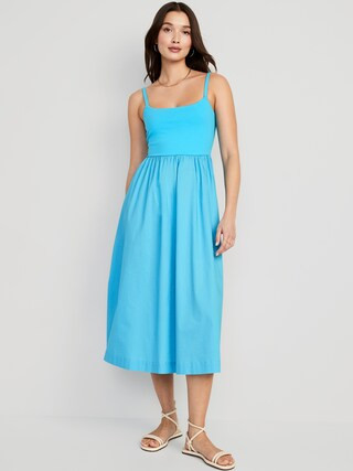 Fit & Flare Combination Midi Cami Dress for Women | Old Navy (US)
