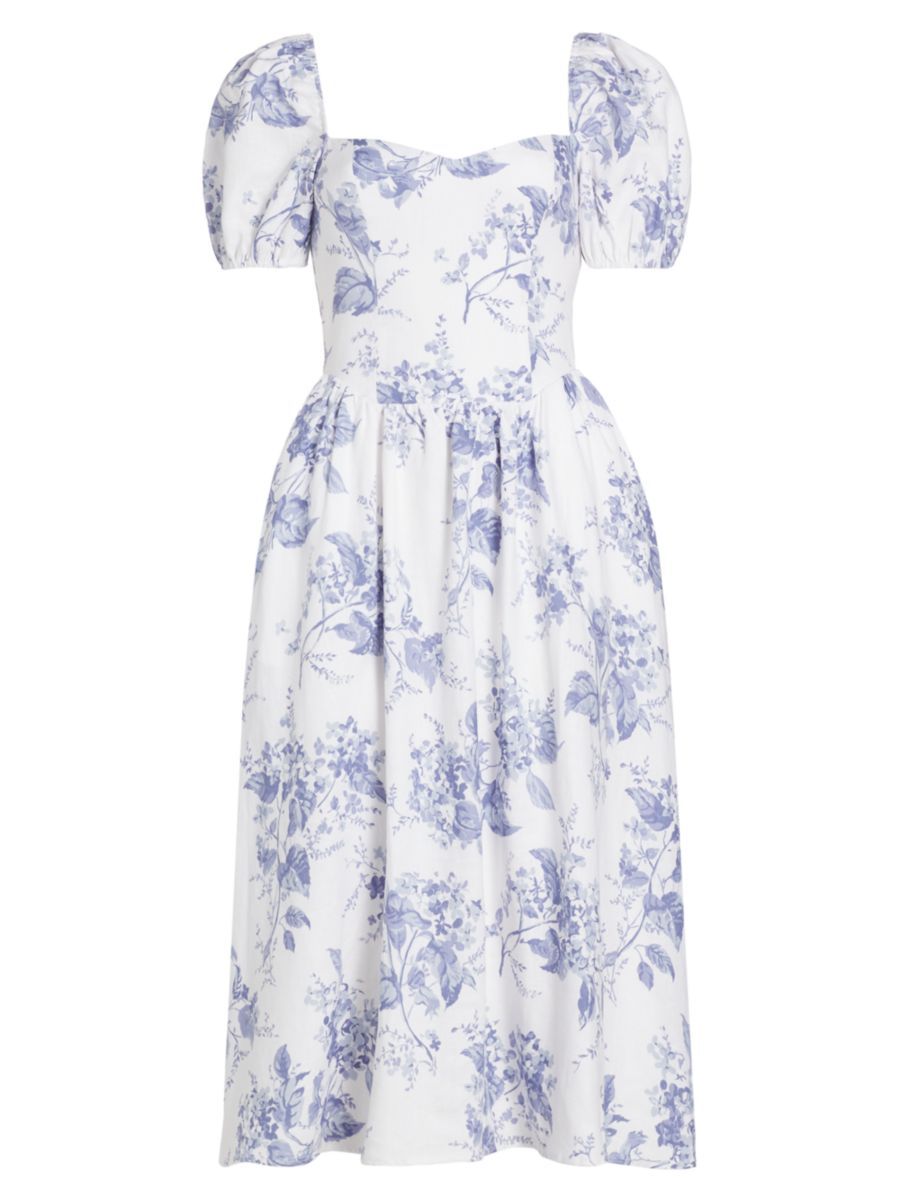 Davila Floral Linen Midi-Dress | Saks Fifth Avenue