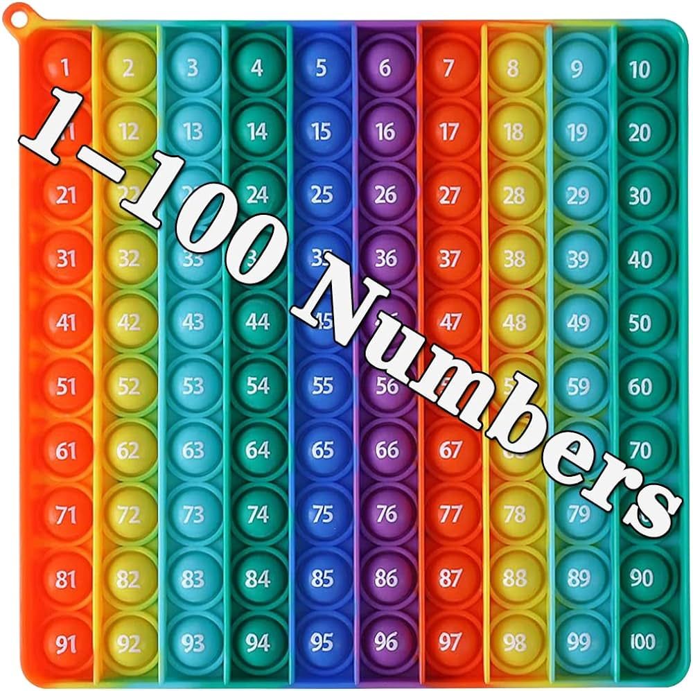 Large P0pp with Numbers, Rainbow Square Dimples Fidgett Ttoy 100 Bubble Math Toy Learning Tool fo... | Amazon (US)