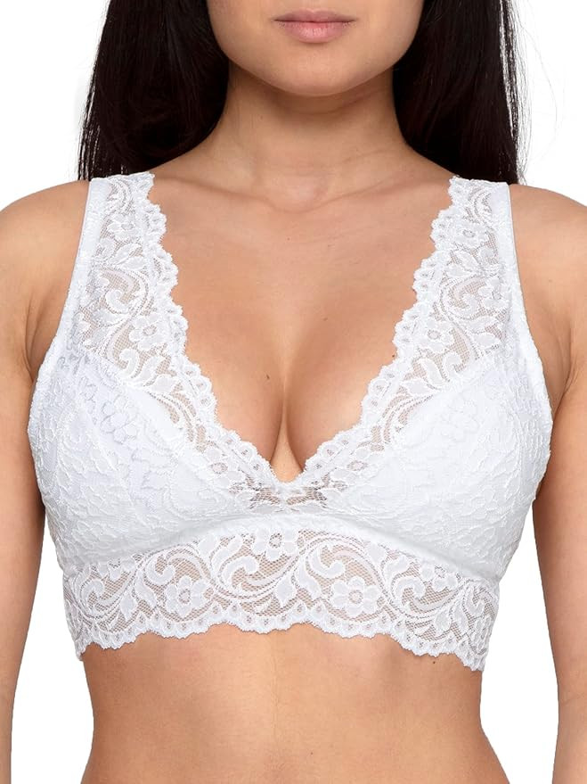 Smart & Sexy Women's Lace Deep V Wireless Bralette – Comfortable & Stylish, Multi-Packs Availab... | Amazon (US)