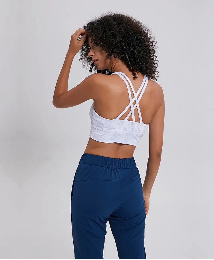 LU 88 Women Cross Front Sports Bra Light Impact Floral Print Backcross Yoga Bra Push Up Running W... | DHGate