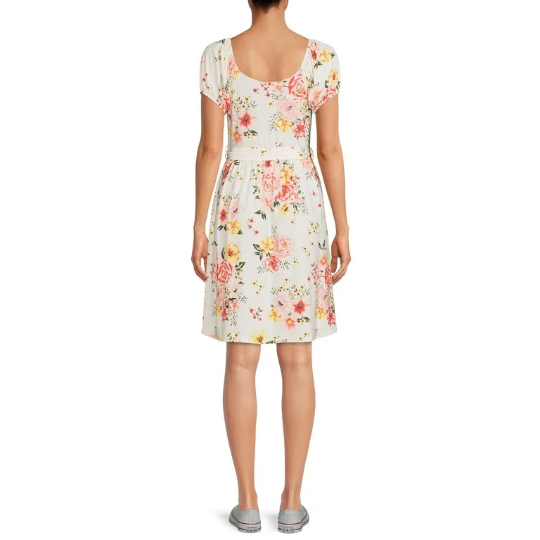 No Boundaries Juniors Peasant Dress with Belt | Walmart (US)