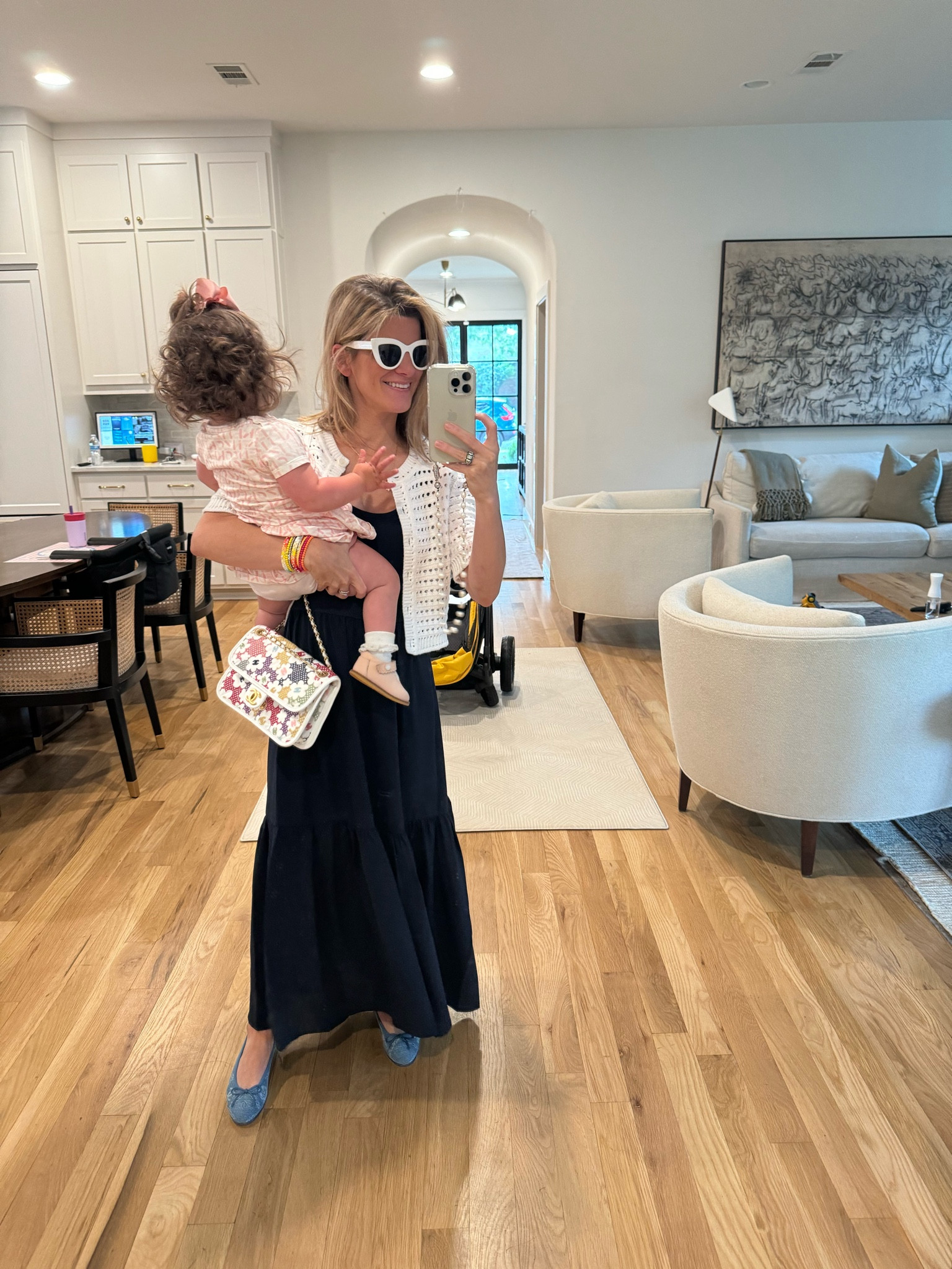 Wearing XXS in dress, XS in cardi