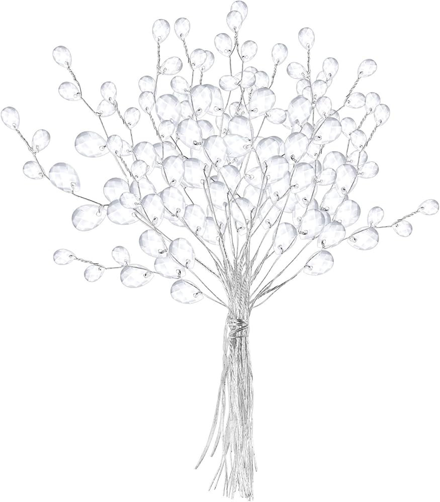 Garneck 50 Stems Artificial Bouquet DIY Crafts 17cm Artificial Water Drop Acrylic Flower Wire Ste... | Amazon (US)
