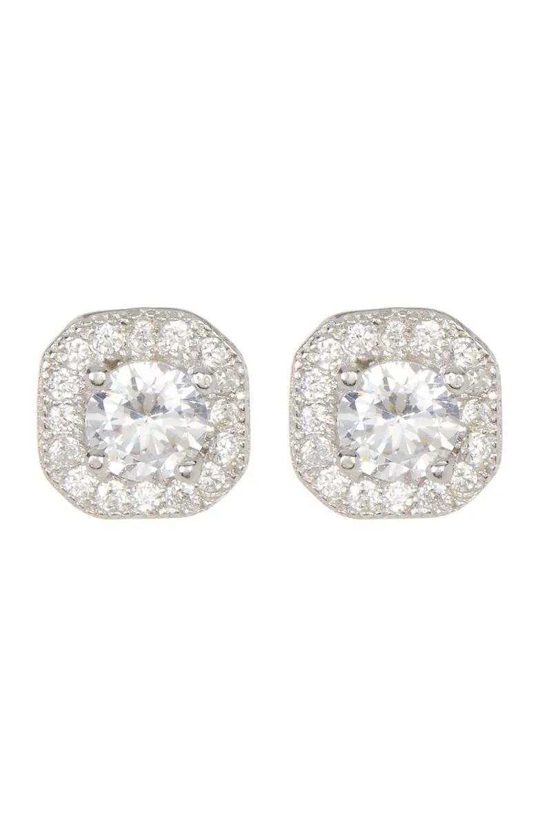 White Rhodium Plated Swarovski Crystal Halo Stud Earrings | Nordstrom Rack