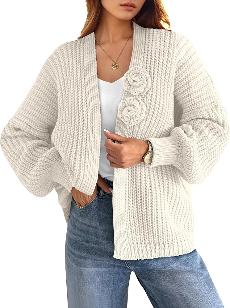Caracilia Cardigan Sweaters for Women Long Sleeve Chunky Knit Open Front 2025 Fall Casual Loose F... | Amazon (US)