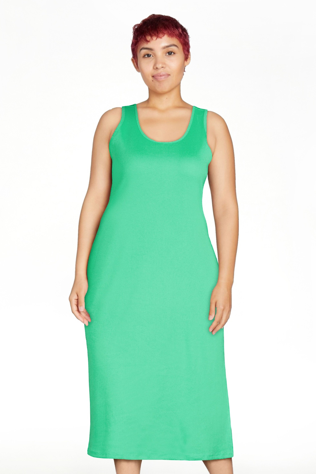Terra & Sky Women's Plus Size Ribbed Midi Tank Dress | Walmart (US)