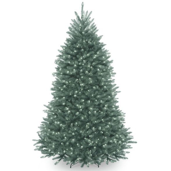 6.5ft National Christmas Tree Company Pre-Lit Dunhill Blue Fir Hinged Artificial Christmas Tree w... | Target