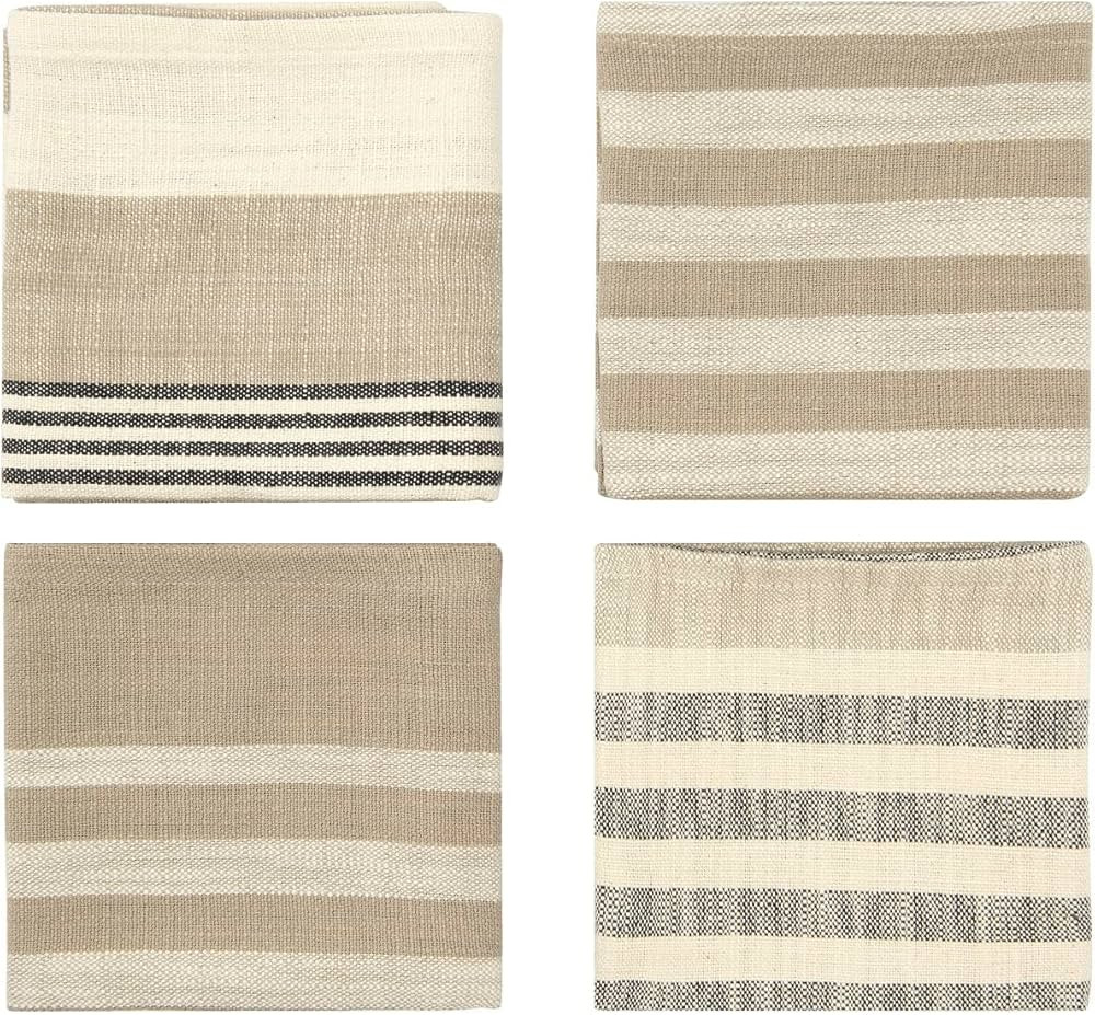 Creative Co-Op Taupe, Black & Cream Striped Cotton Woven Napkins (Set of 4 Pieces) | Amazon (US)