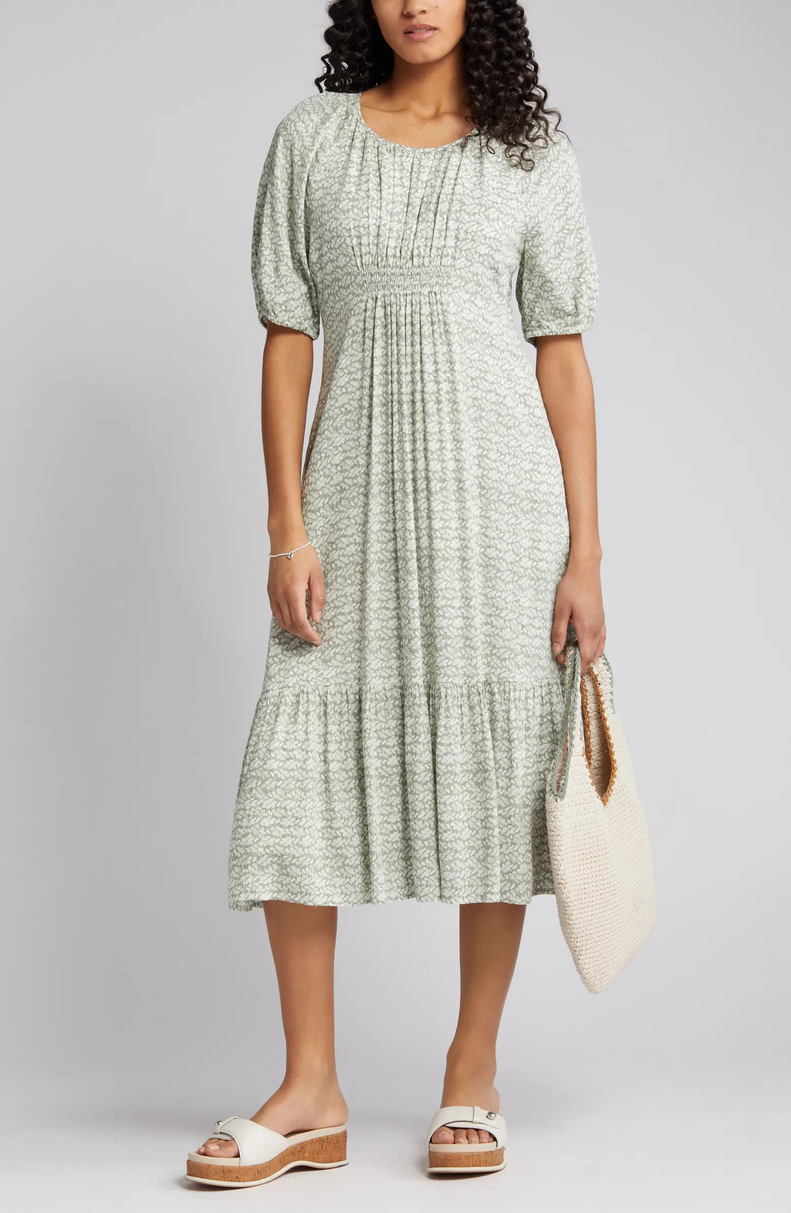 Lantern Sleeve Midi Dress | Nordstrom