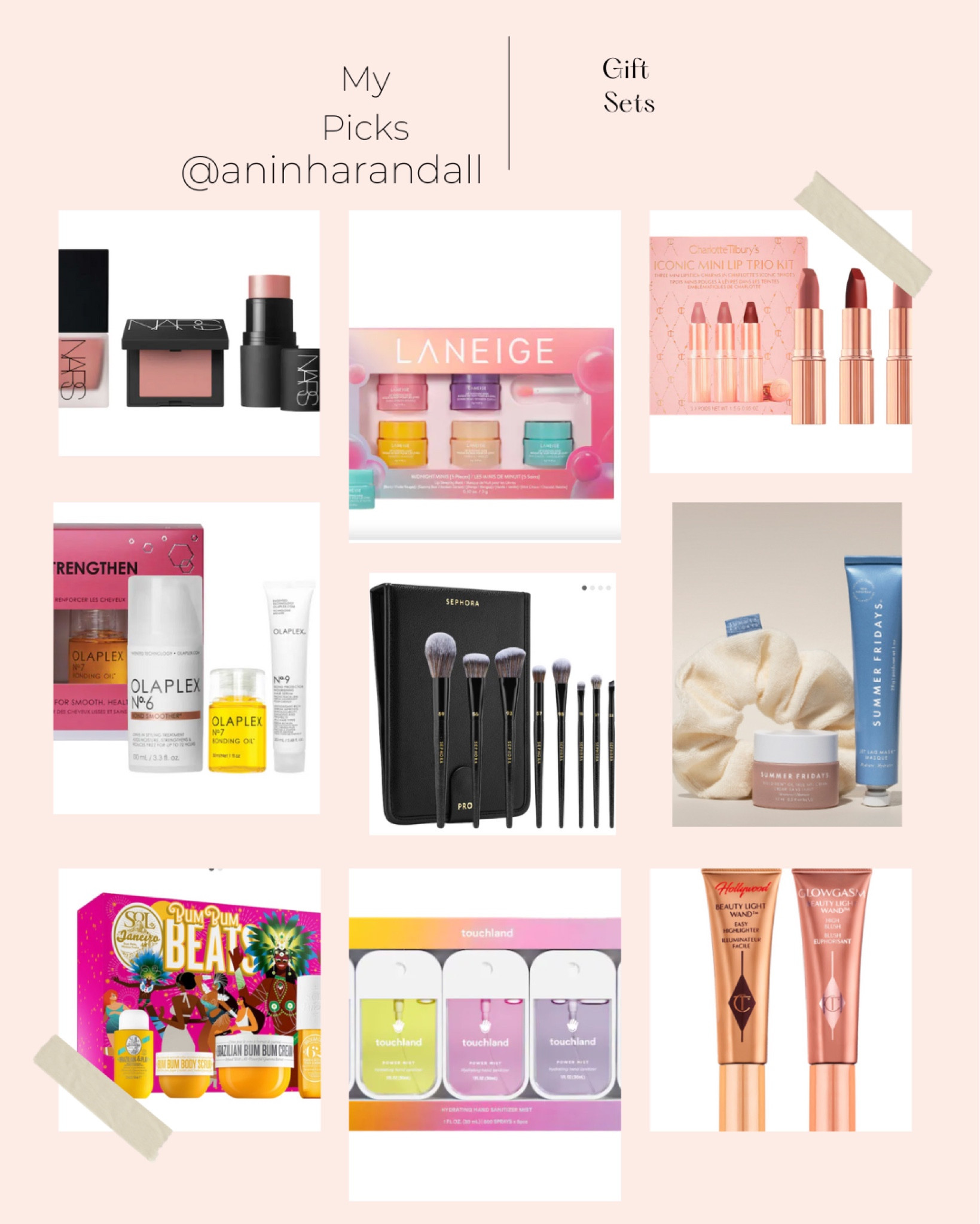 Sephora beauty gift sets, lip masks, lipstick, olaplex, makeup brushes, summer fridays, bum bum cream, touchland, charlotte tilbury 

#LTKGiftGuide #LTKHoliday #LTKbeauty