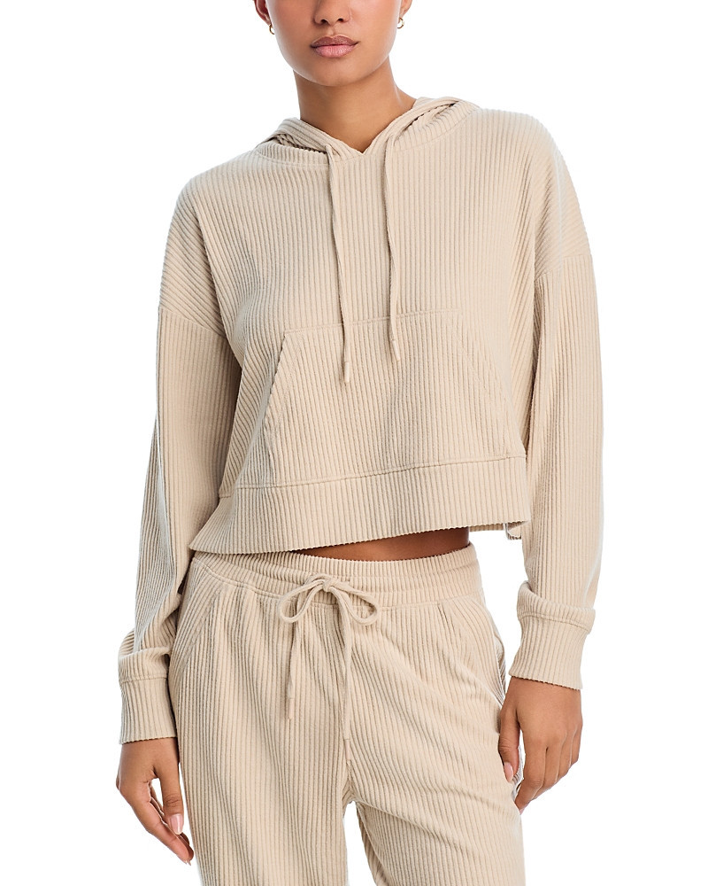 Aqua Brushed Rib Crop Hoodie - Exclusive | Bloomingdale's (US)