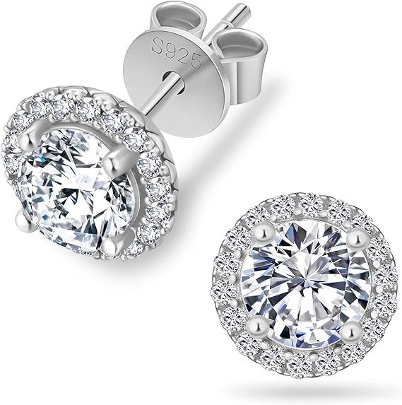 KRKC Moissanite Stud Earrings for Women, 0.5ct-2ct Lab Created Diamond Earring with 14K White Gol... | Amazon (US)