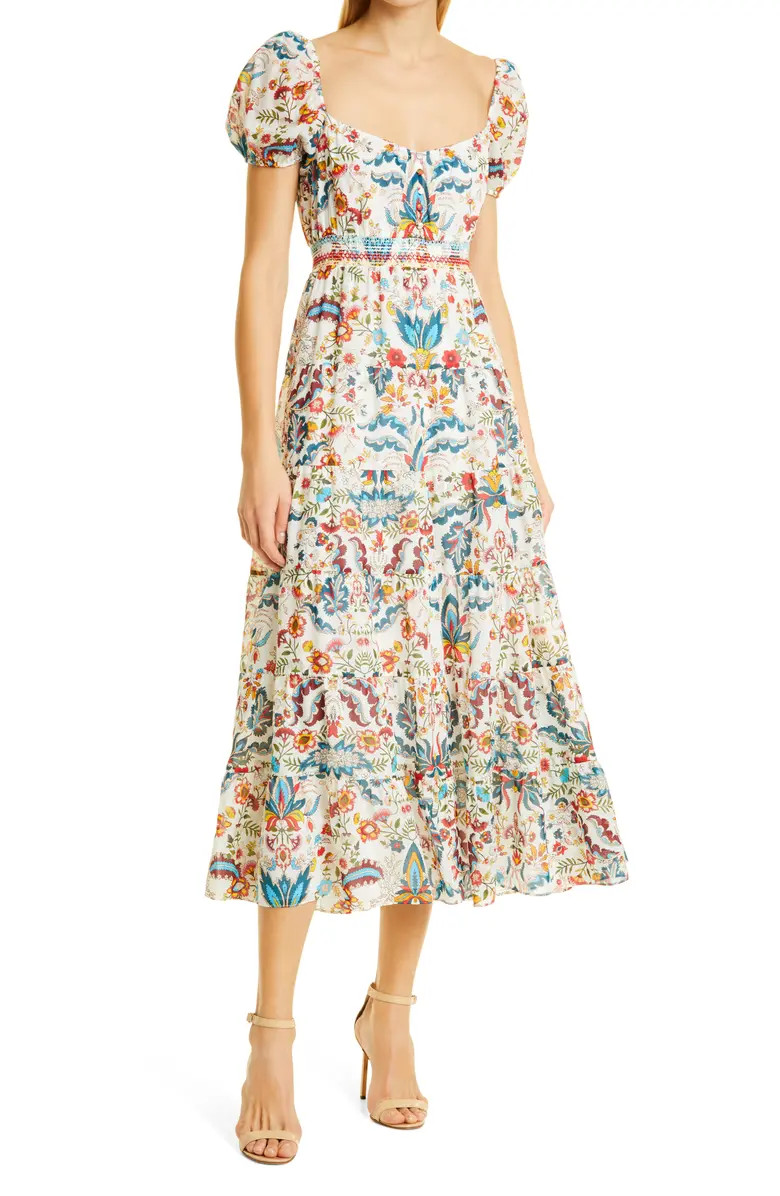 Jeanette Floral Empire Waist Cotton & Silk Dress | Nordstrom