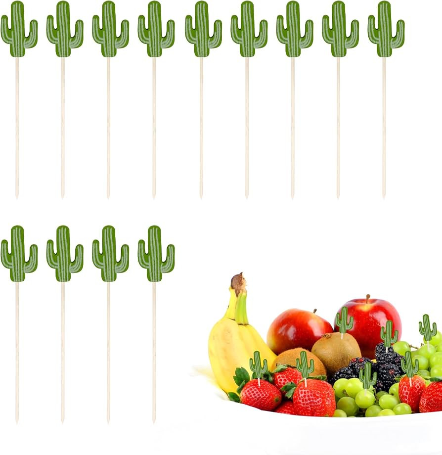 Dohia Cactus Cocktail Toothpicks Disposable Bamboo Skewers 4.7 Inch Long Bamboo Fancy Toothpicks ... | Amazon (US)