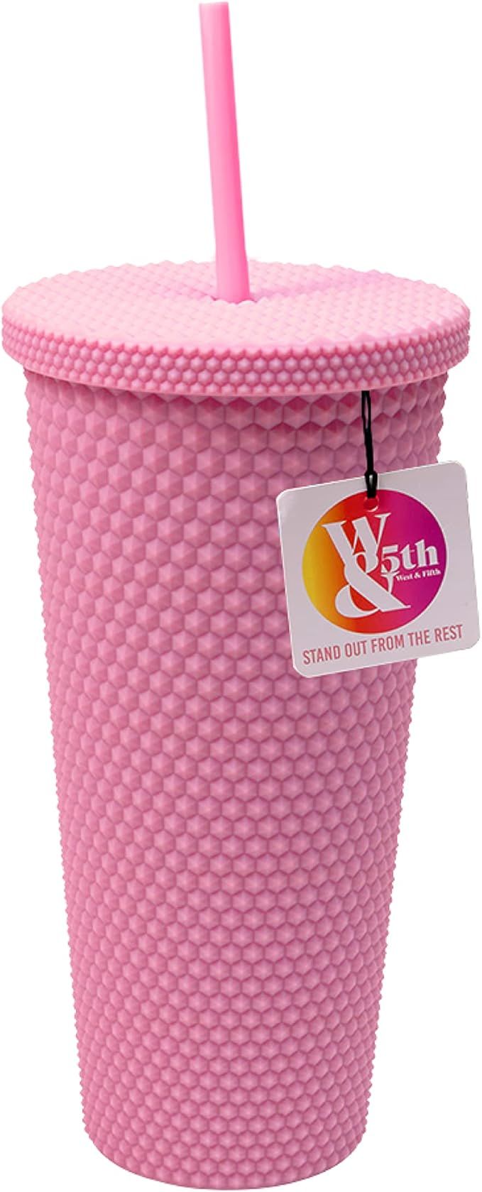 Matte Studded Tumbler with Lid & Straw, Reusable BPA Free Plastic Water Bottle, Travel Friendly W... | Amazon (US)