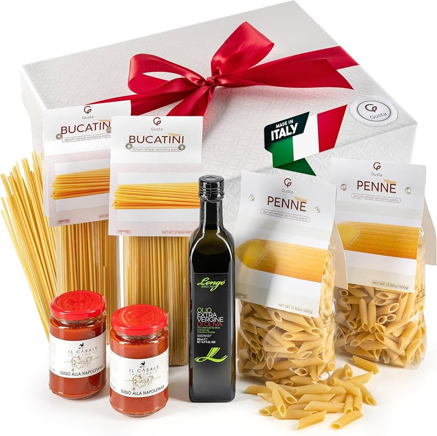 Gusta Pasta Gift Basket in Deluxe Packaging - Made in Italy - Healthy Holiday Basket Gift for Men... | Amazon (US)