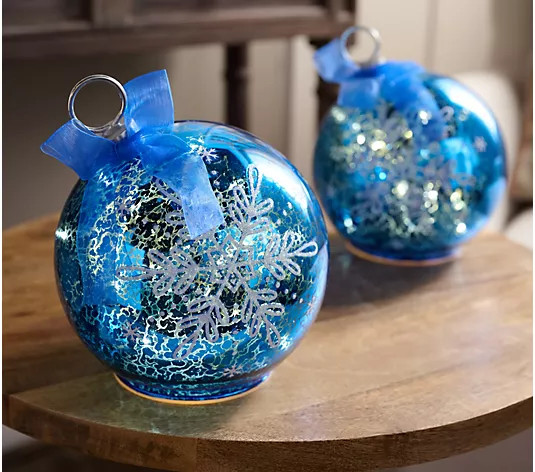 S/2 Illuminated Snowflake Holiday Ornaments by Valerie - QVC.com | QVC