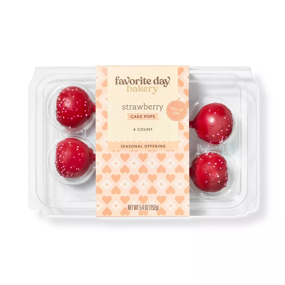 Valentine's Strawberry Cake Pops Enrobed in Red Chocolate - 5.4oz/4ct - Favorite Day™ | Target