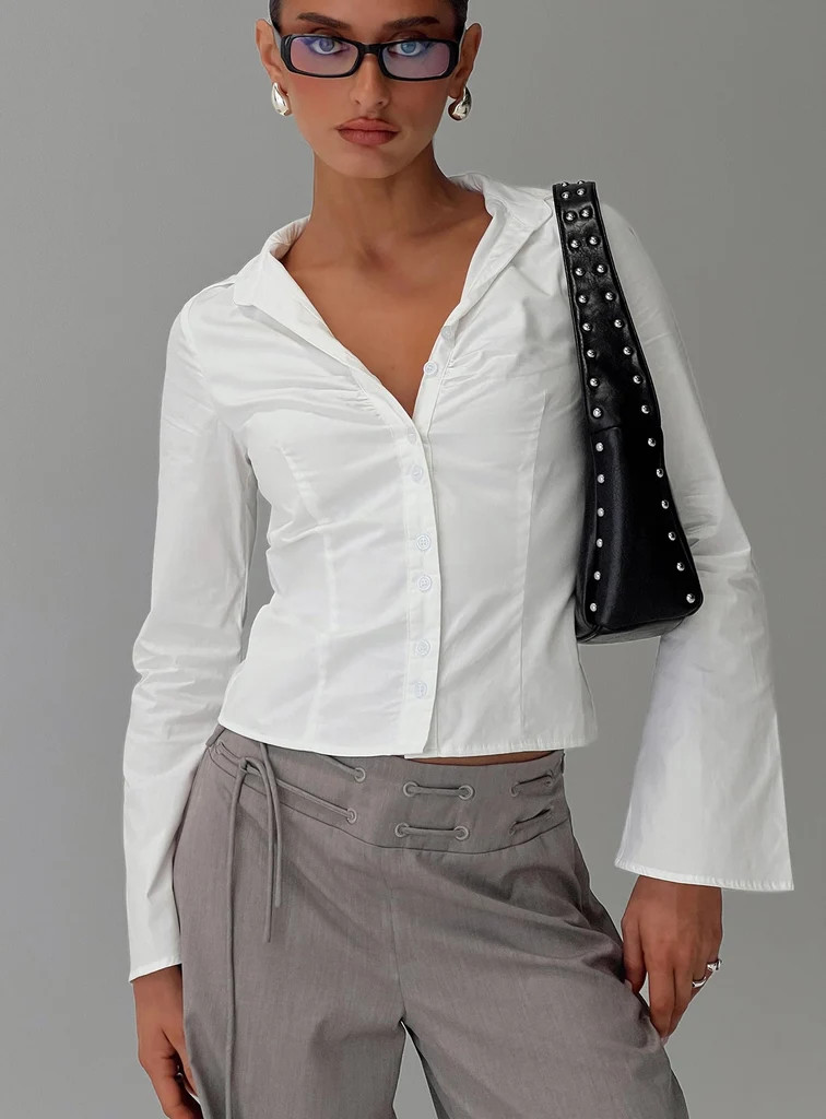 Arianwyn Long Sleeve Shirt White | Princess Polly US