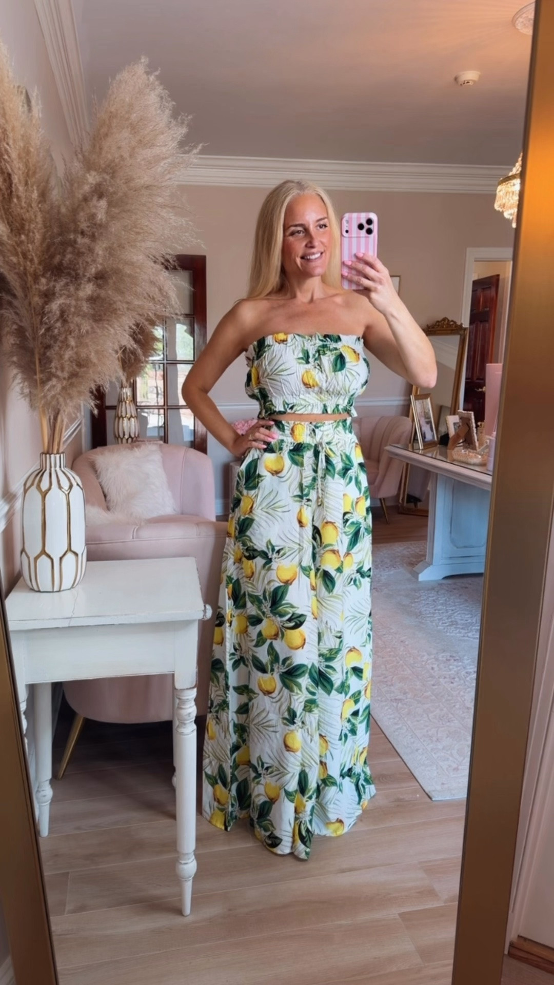 I am literally obsessed with this lemon print pants set! So adorable and the quality feels great! Super flowy and lightweight. Perfect for a vacation outfit. I'm wearing a medium. 

I can't link this set, but you can find it here: fashionnova.com/products/limoncello-pant-set-fncolorname-yellow

Or search fashion nova for Limoncello pant set.

Linking similar set below!

#LTKdayinmylife #LTKgrwm #LTKootd