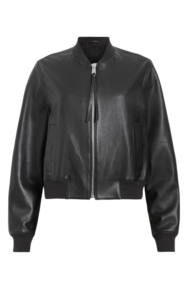 AllSaints Orten Leather Bomber Jacket | Nordstrom | Nordstrom