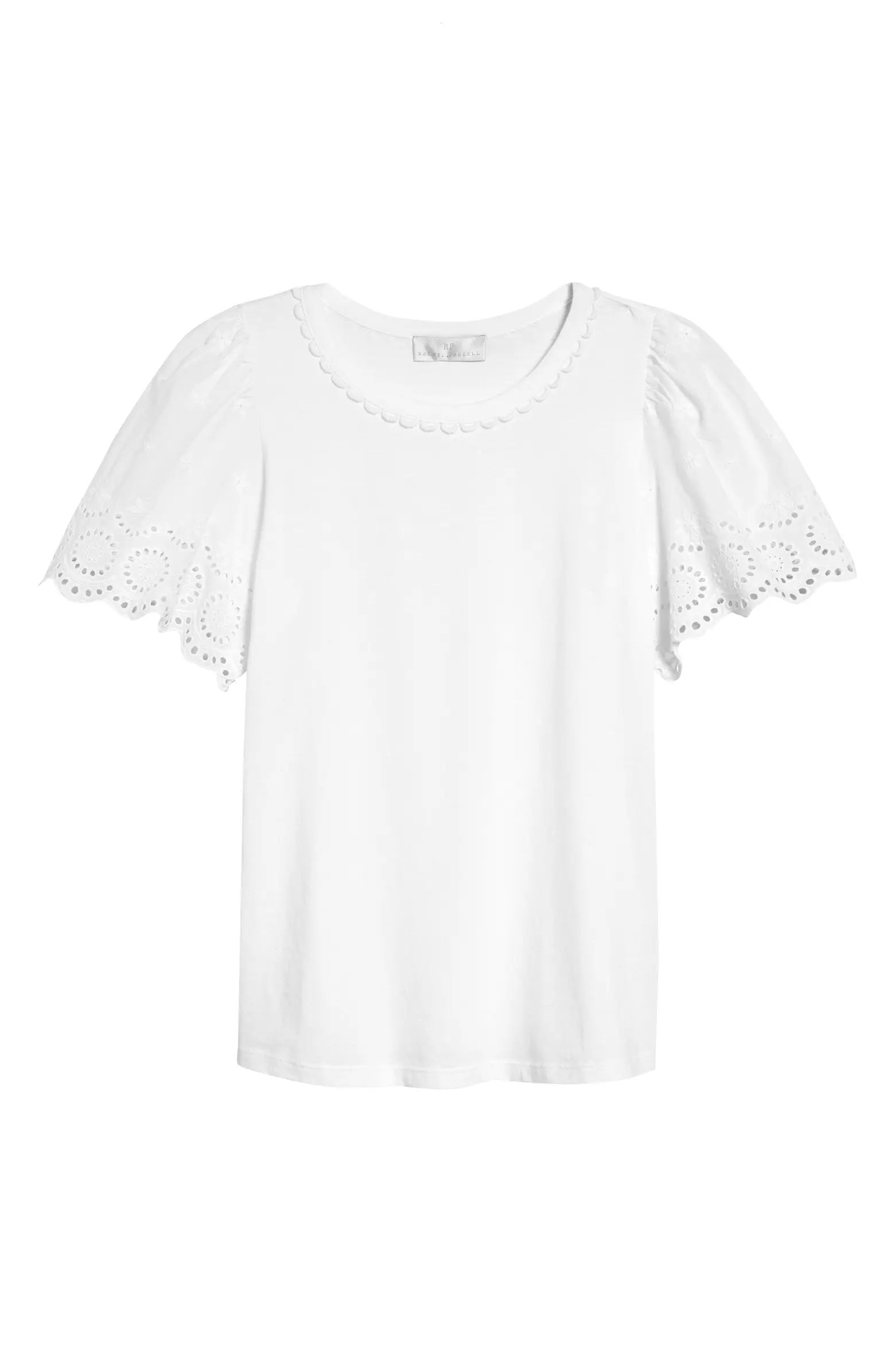 Eyelet Flutter Sleeve T-Shirt | Nordstrom