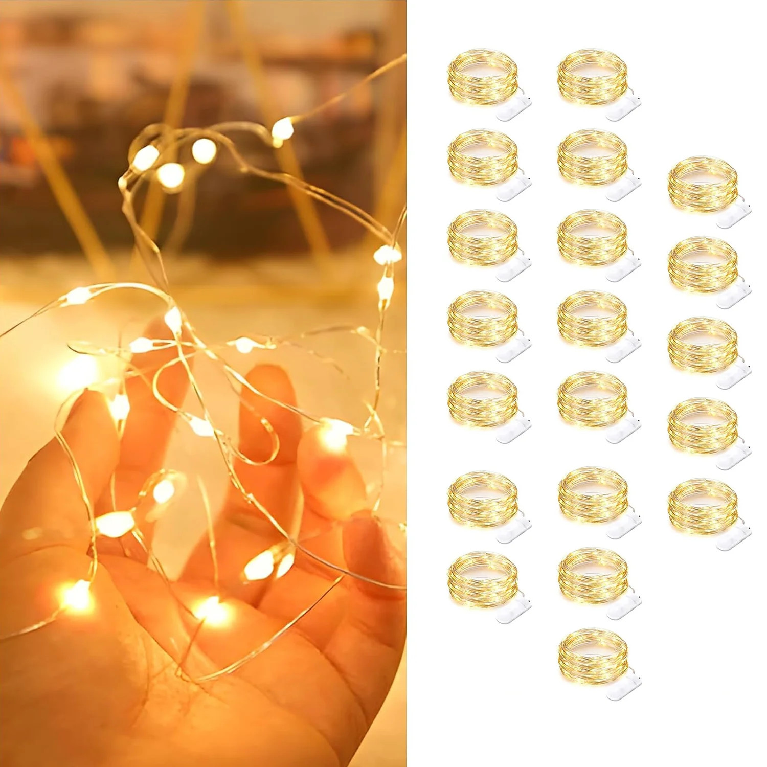 20 Pack 30 LED Micro Starry String Lights Battery Operated (Batteries NOT Included) – 9.8ft Waterproof Silver Wire Fairy Lights for DIY Party, Wedding | Wayfair North America
